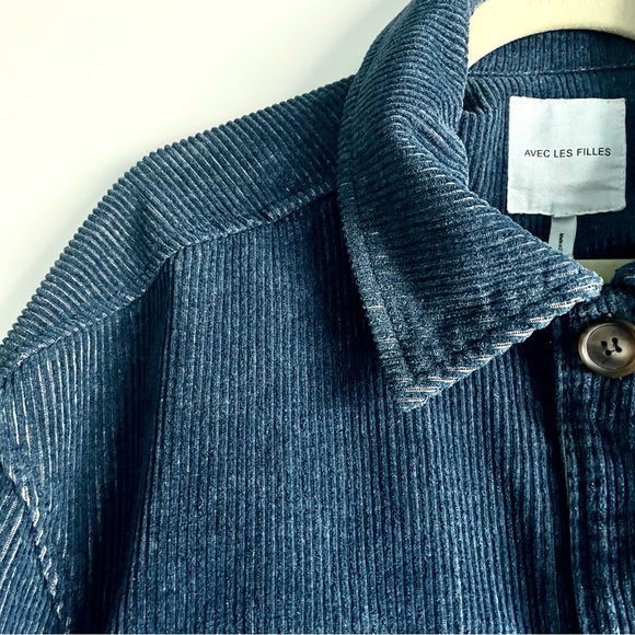 Avec Les Filles Relaxed Corduroy Shacket In Blue Size M NWT - Picture 13 of 16